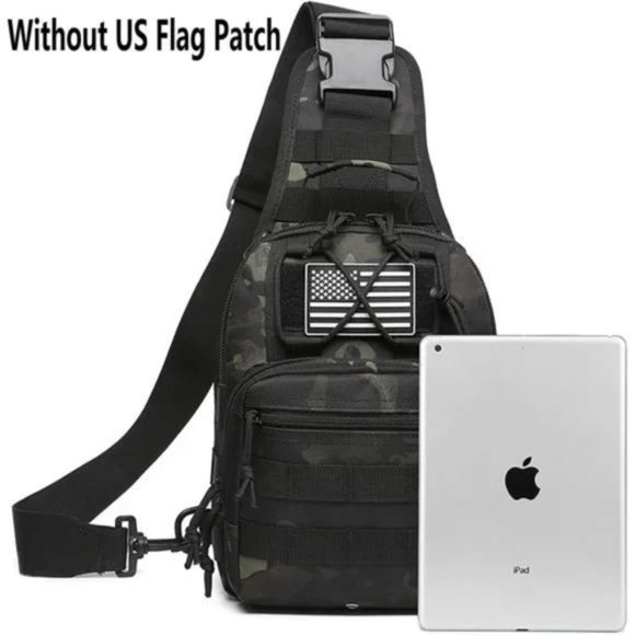 New Sling Bag Backpack Military Shoulder Bag Men's Black Tan 2 Packs - Picture 6 of 7